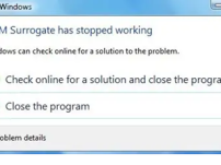 com surrogate has stopped working windows 7